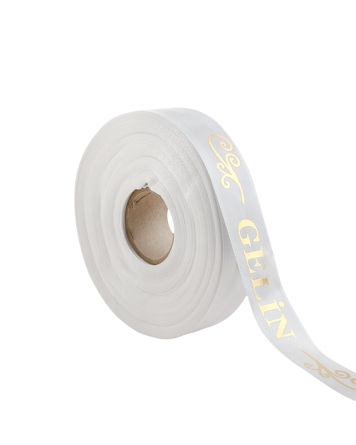 2,5 cm 50 m Gelin Baskılı Saten Kurdele