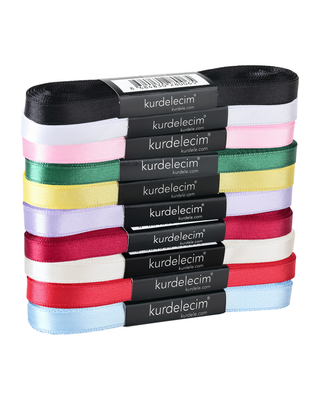 1 cm 10 m Karışık Saten Kurdele – 10’lu Paket